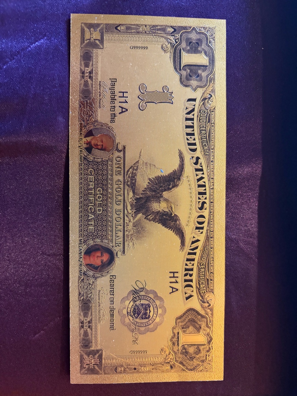 $1 Gold Certificate Donald & Melania TRUMP